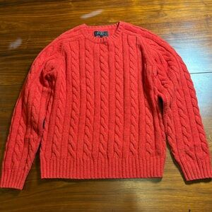 Beams Plus from Japan Wool Cable Knit Crewneck size S Orange